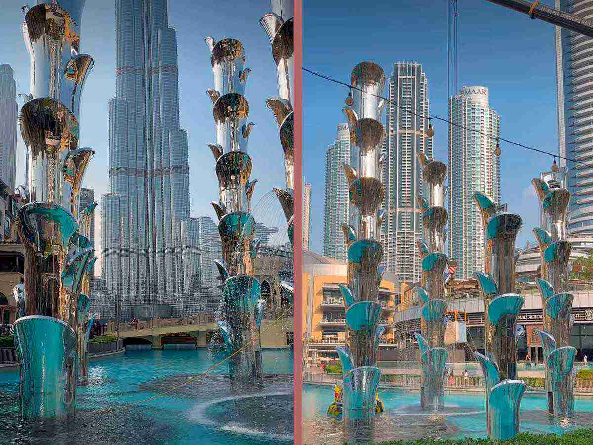 Dubai Fountain Gets a New Look with Silver Sculptures Rising from Burj Lake